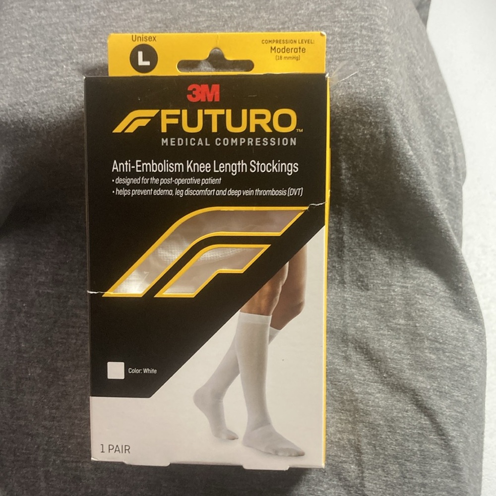 Futuro anti embolism knee length stockings white unisex L - Picture 11 of 12